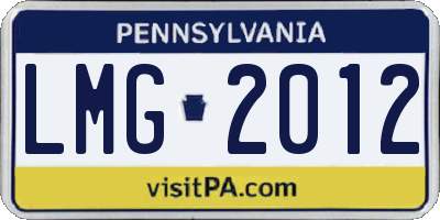 PA license plate LMG2012
