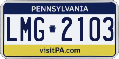 PA license plate LMG2103