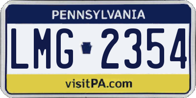 PA license plate LMG2354