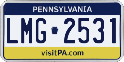 PA license plate LMG2531