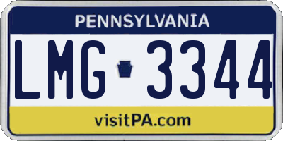 PA license plate LMG3344