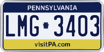 PA license plate LMG3403