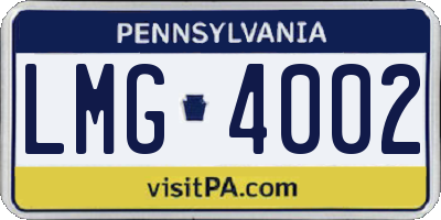 PA license plate LMG4002