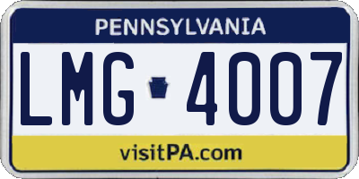 PA license plate LMG4007