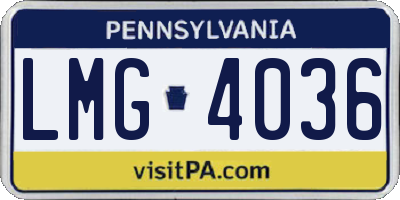 PA license plate LMG4036