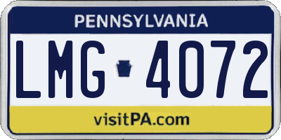 PA license plate LMG4072