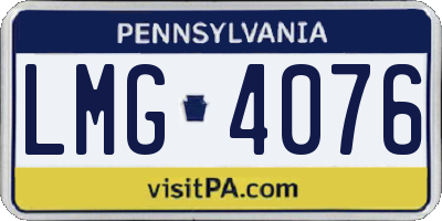PA license plate LMG4076