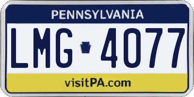PA license plate LMG4077