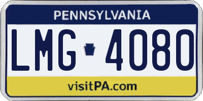 PA license plate LMG4080