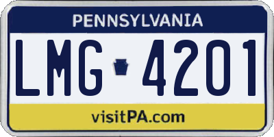 PA license plate LMG4201