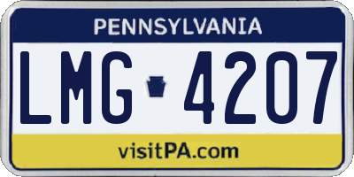 PA license plate LMG4207