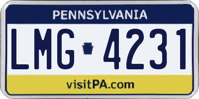 PA license plate LMG4231