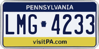PA license plate LMG4233