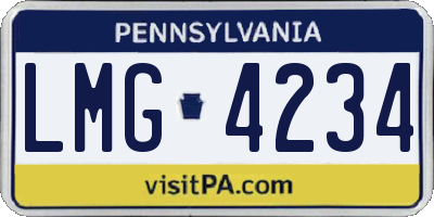 PA license plate LMG4234