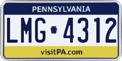 PA license plate LMG4312