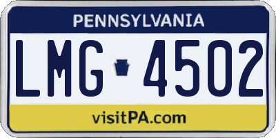 PA license plate LMG4502