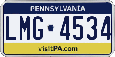 PA license plate LMG4534