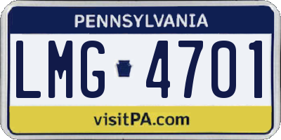 PA license plate LMG4701