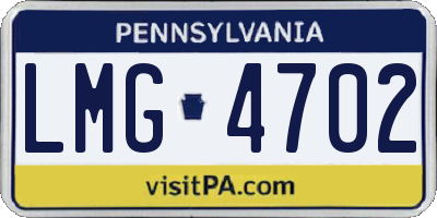 PA license plate LMG4702