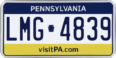 PA license plate LMG4839
