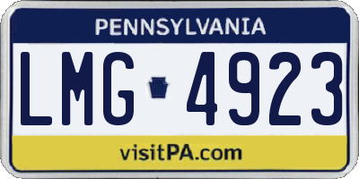 PA license plate LMG4923