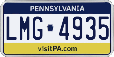 PA license plate LMG4935
