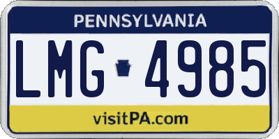 PA license plate LMG4985