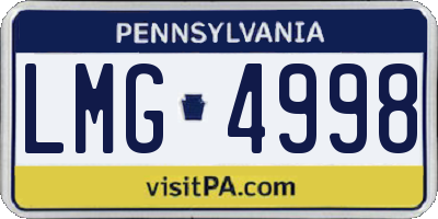 PA license plate LMG4998