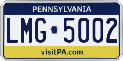 PA license plate LMG5002
