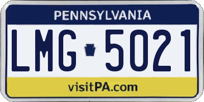 PA license plate LMG5021