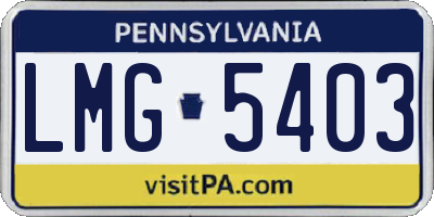 PA license plate LMG5403
