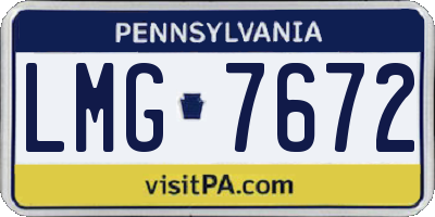 PA license plate LMG7672