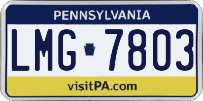 PA license plate LMG7803
