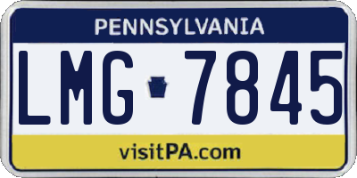 PA license plate LMG7845