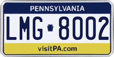 PA license plate LMG8002