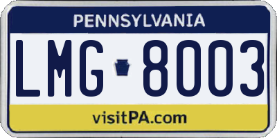 PA license plate LMG8003