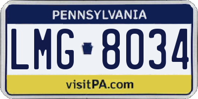 PA license plate LMG8034