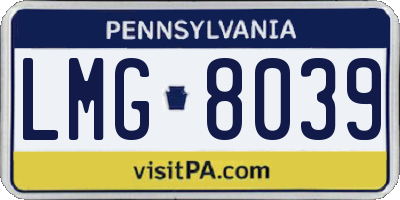 PA license plate LMG8039
