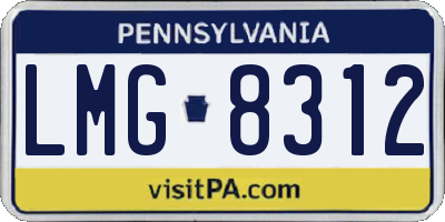 PA license plate LMG8312