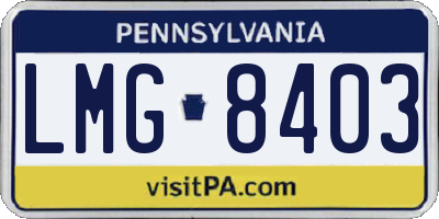 PA license plate LMG8403