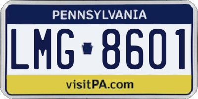 PA license plate LMG8601