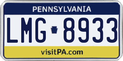PA license plate LMG8933