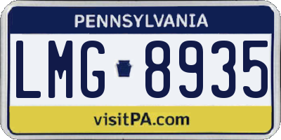 PA license plate LMG8935