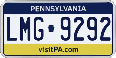PA license plate LMG9292