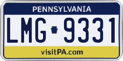 PA license plate LMG9331