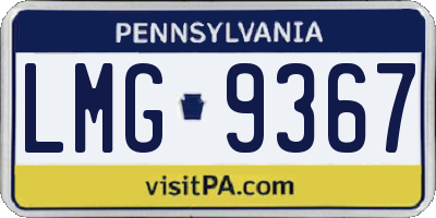 PA license plate LMG9367