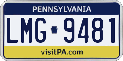 PA license plate LMG9481