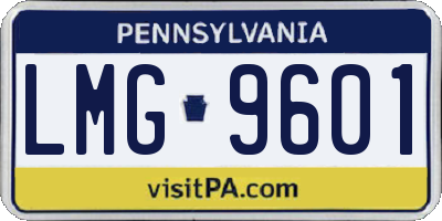 PA license plate LMG9601
