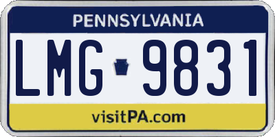 PA license plate LMG9831