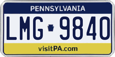 PA license plate LMG9840